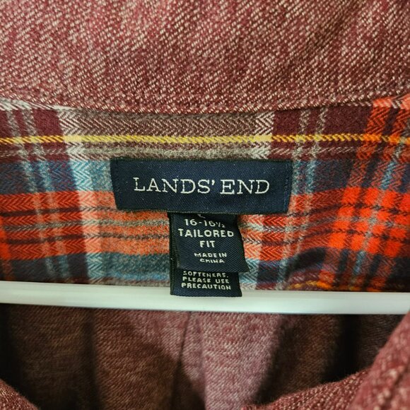 Lands’ End Shirt Men’s L 16 - 16 ½ Button Down Tailored Fit Solid Comfy Outdoor - Picture 3 of 8